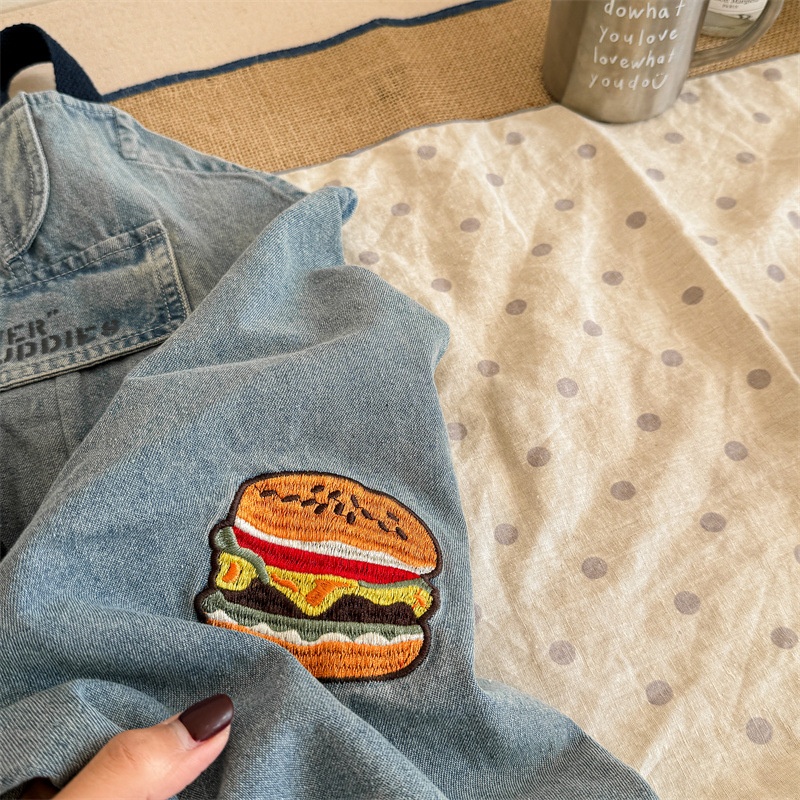 Baby Toddler Hamburger Print Denim Overall