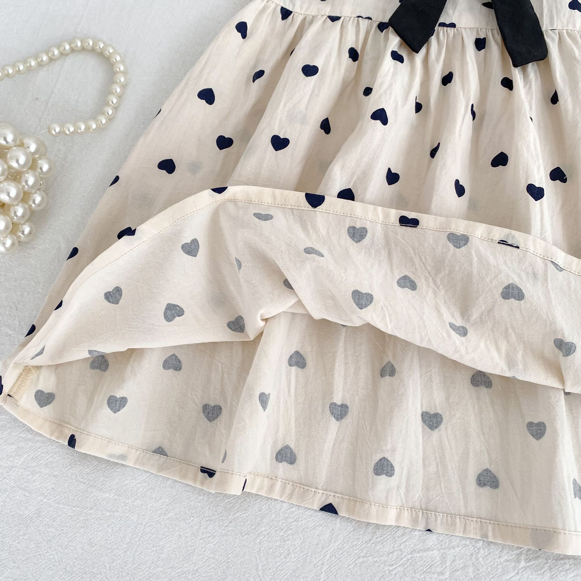 Baby Toddler Girl Beige Bow Love Dress