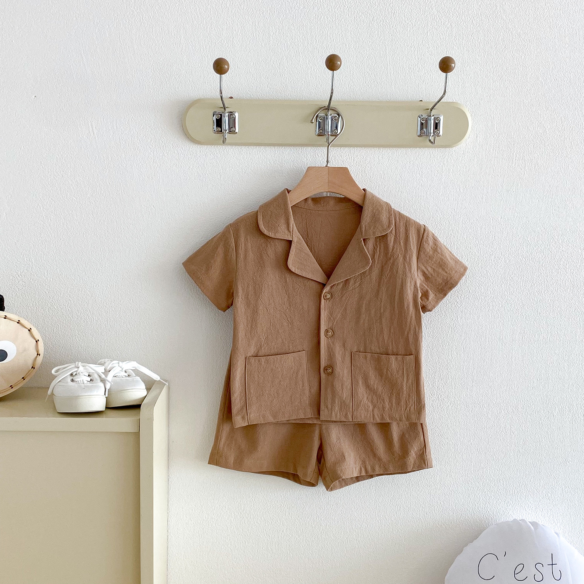 Baby & Kids Solid Color Pocket Tee and Shorts Set