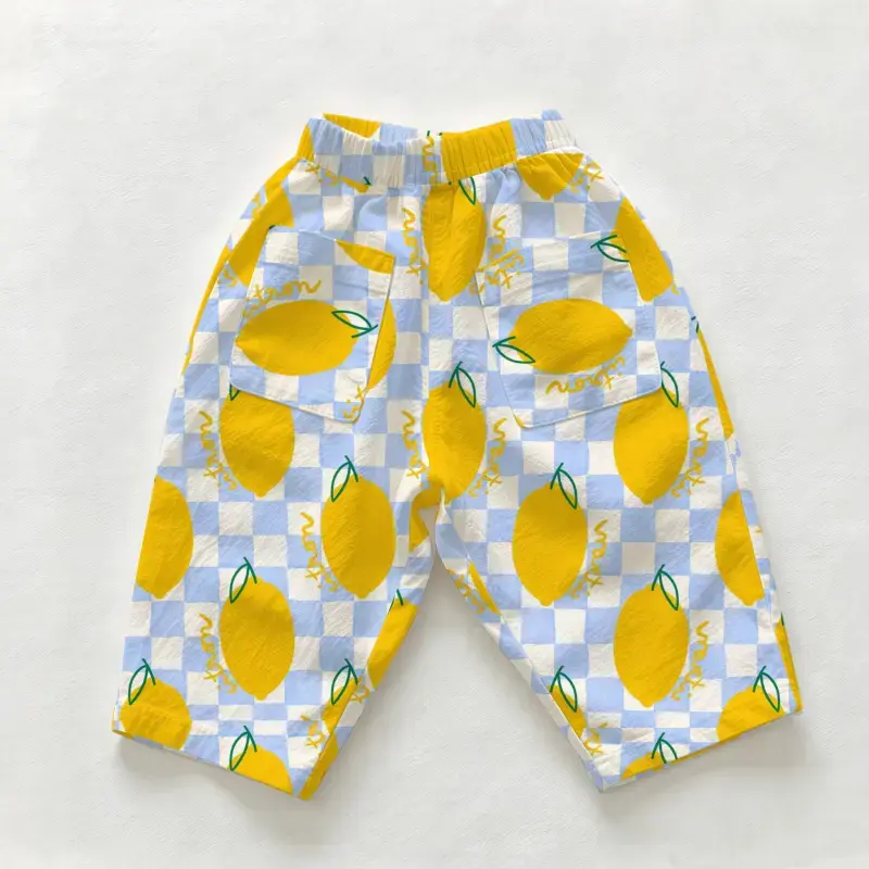 Baby & Toddler Checkered Lemon Print Casual Pants