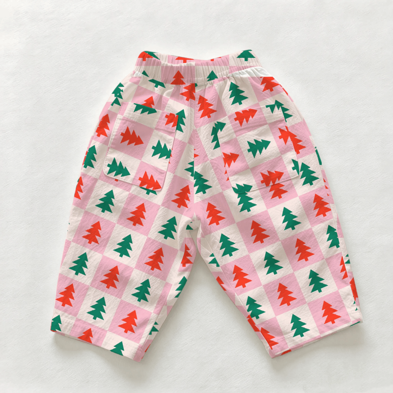 Baby & Toddler Pink Checkered Tree Print Casual Pants