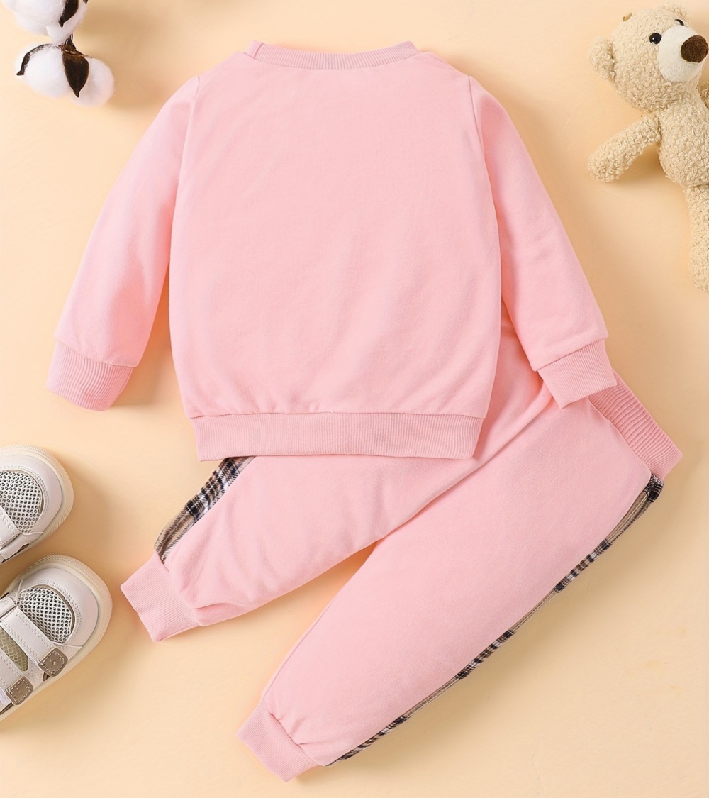 2-Piece Plaid Bear Baby Newborn Sweatshirt Set