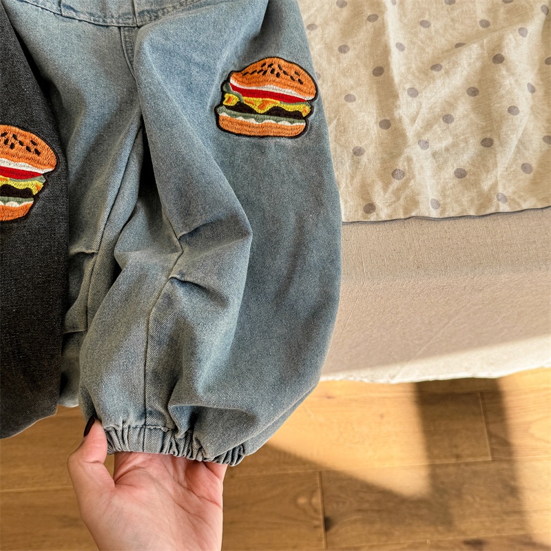Baby Toddler Hamburger Print Denim Overall
