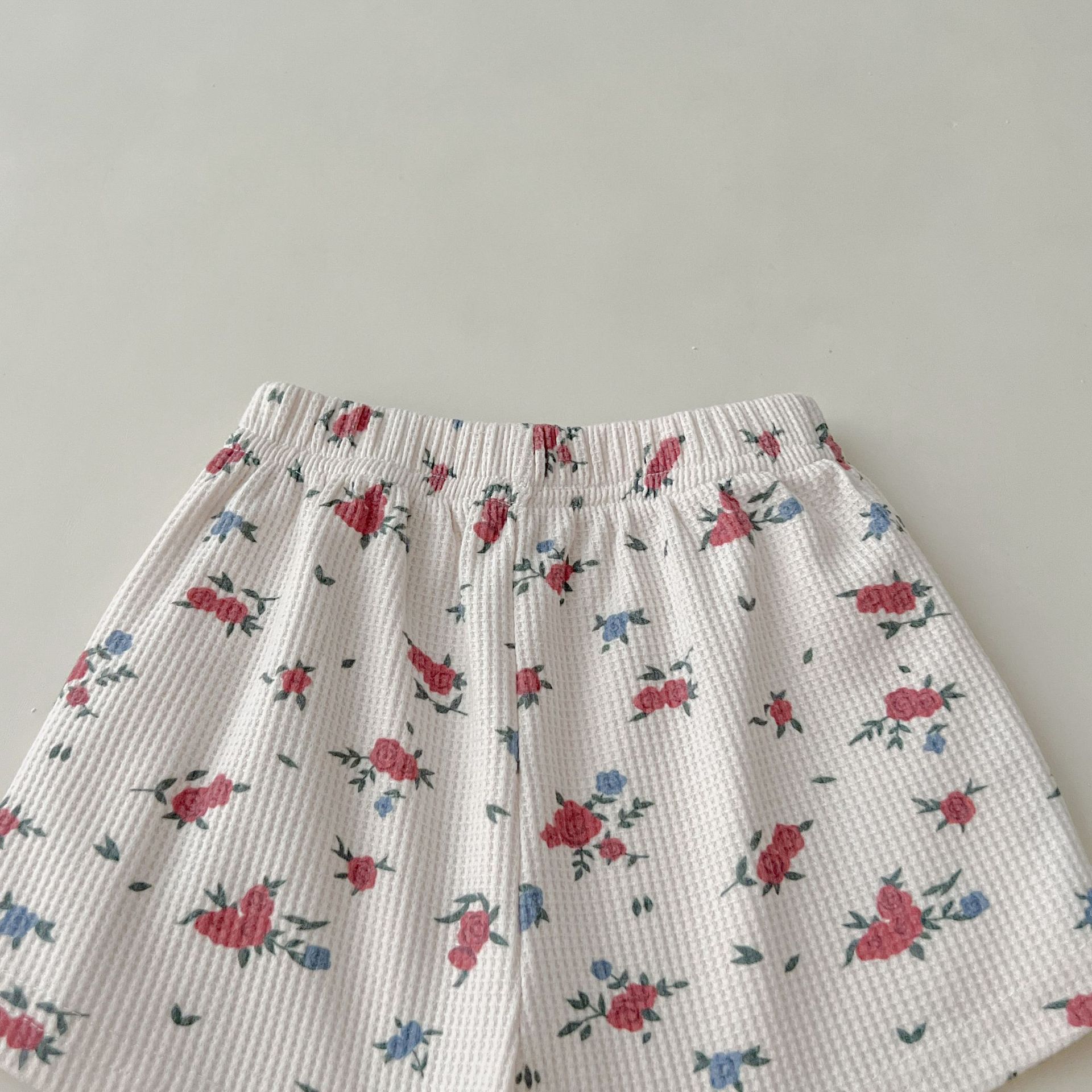 2 Piece Floral Waffle Hooded  Sweatshirt Set