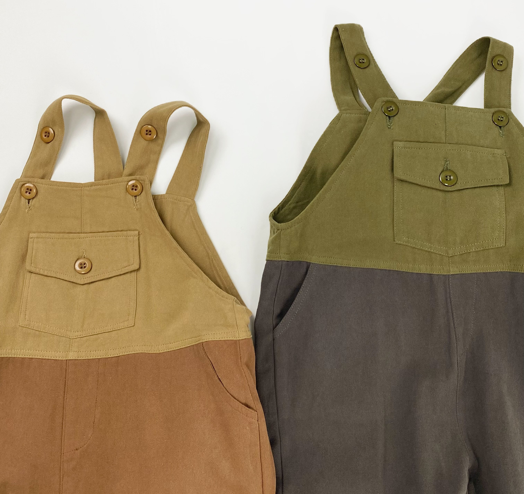 Toddler Kids Color-Blocked Overalls