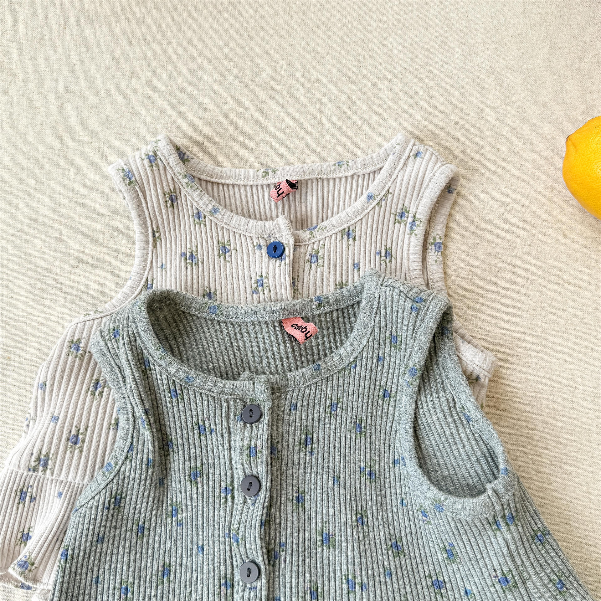 Kids Girl Cotton Ribbed Tank Top and Shorts Set