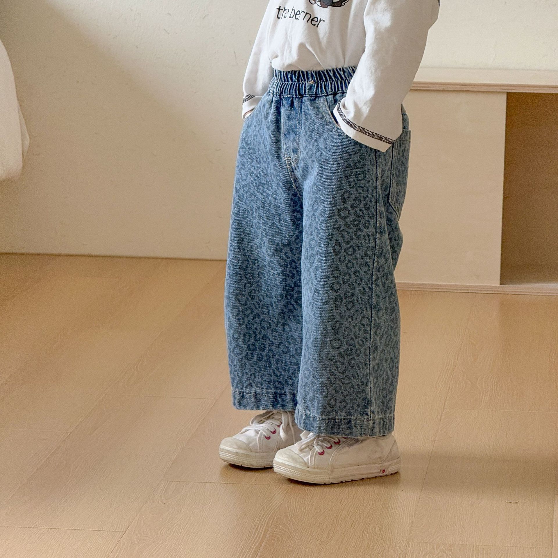 Kids Leopard Print Denim Pants