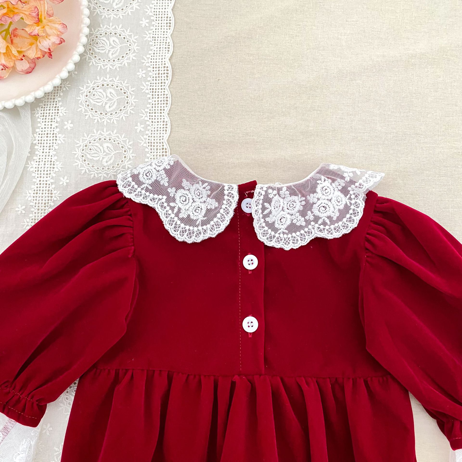 DailyBebe Baby Christmas Lace Trim Onesie