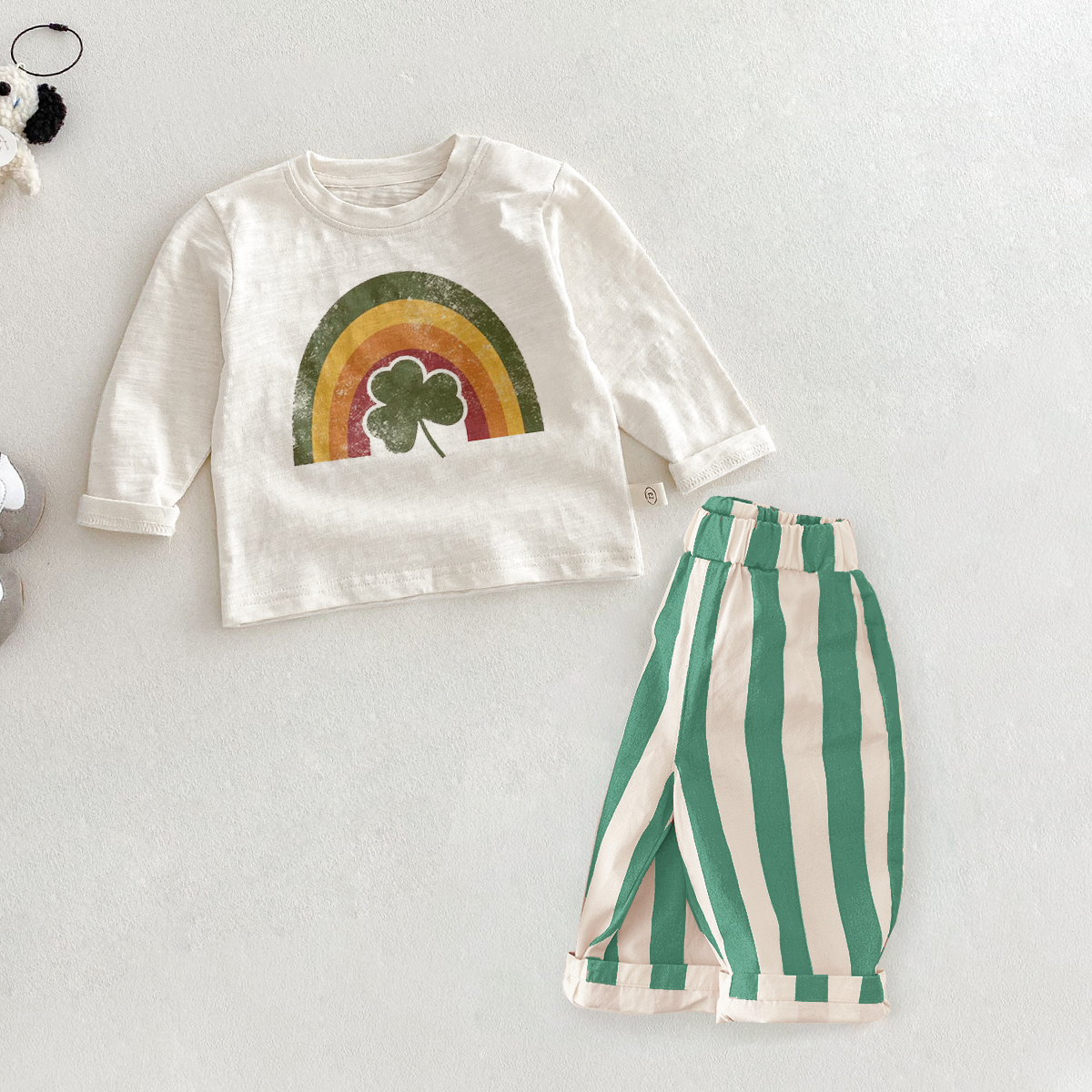 Baby Toddler 4-Leaf Clover Slogan 2-Piece Set