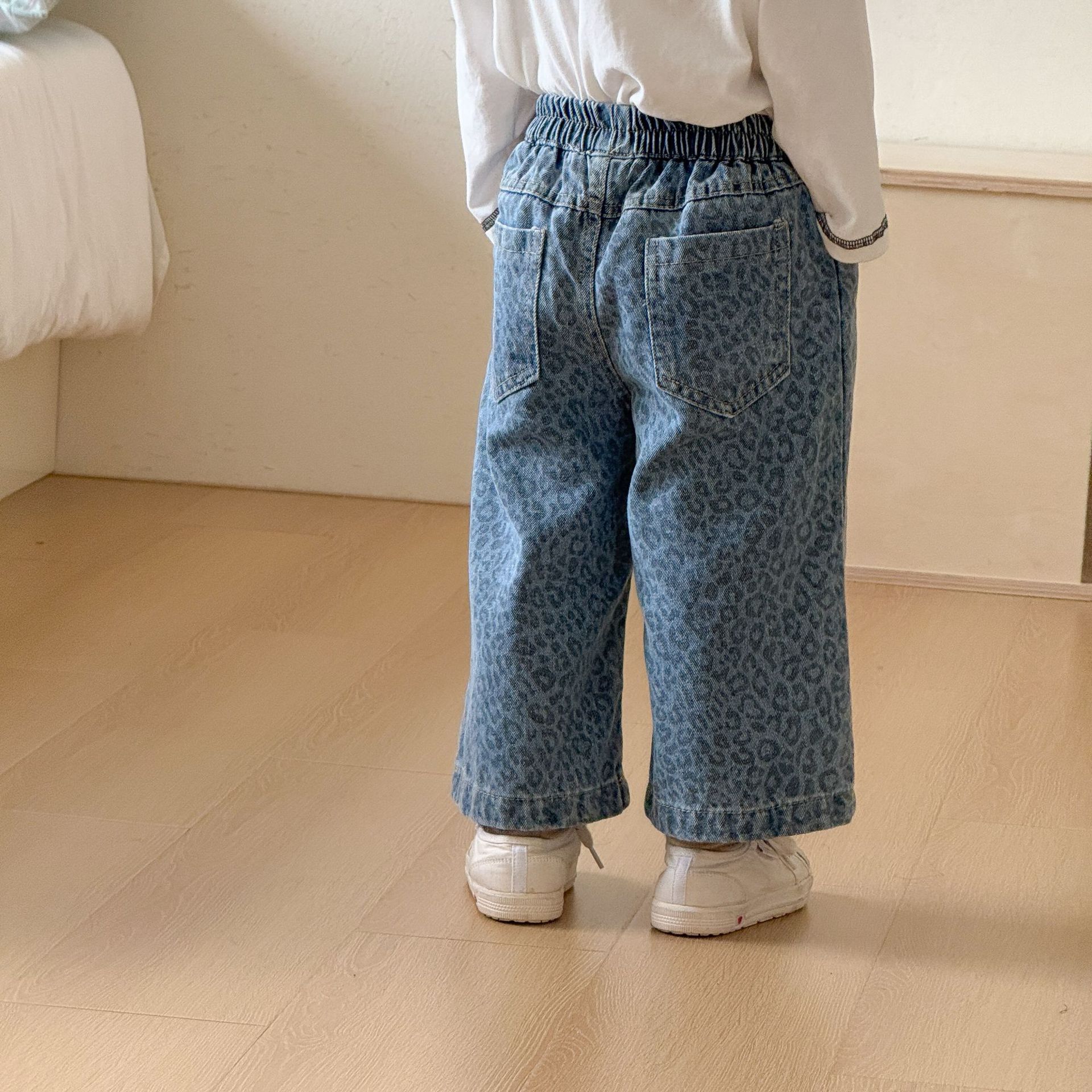 Kids Leopard Print Denim Pants