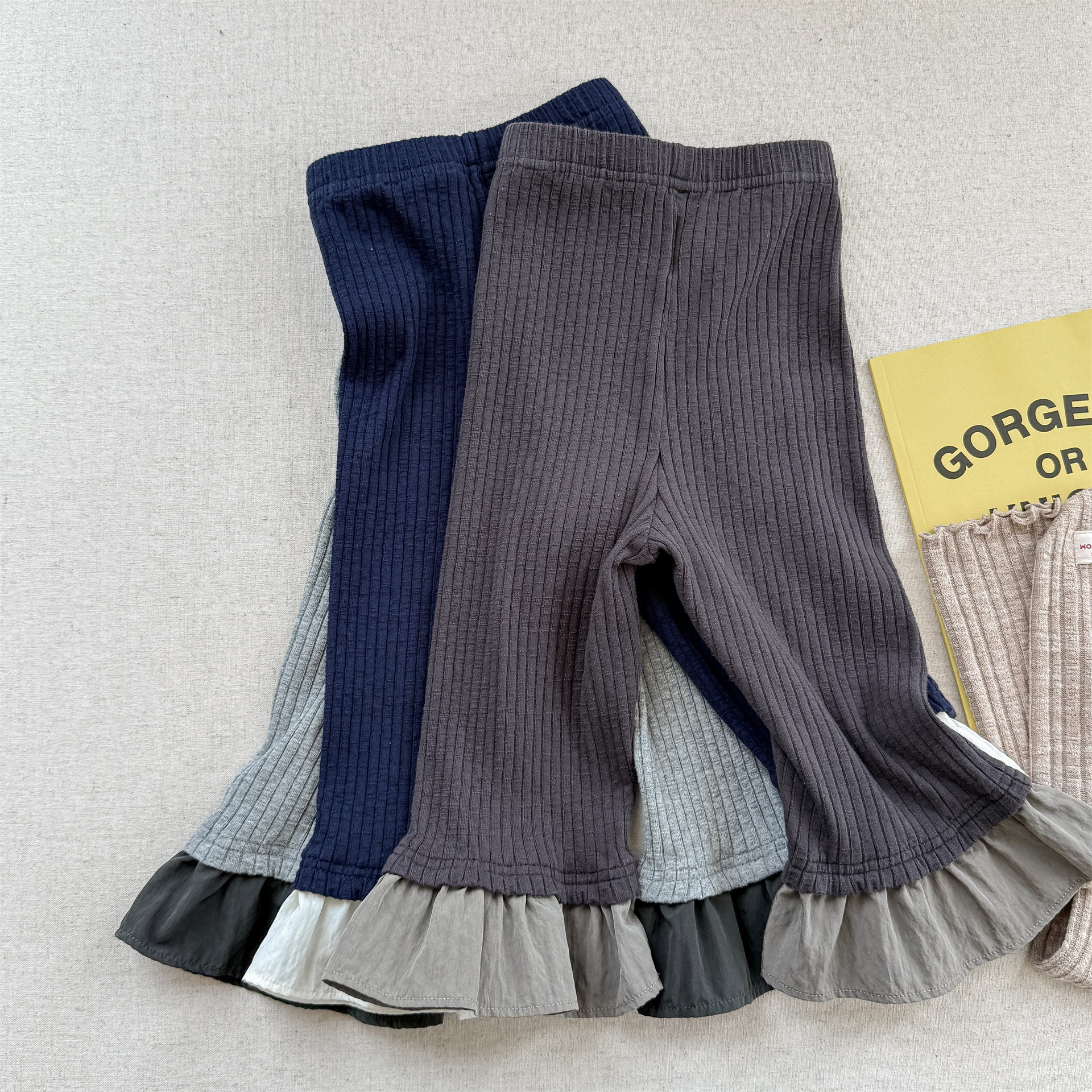 Kids Ribbed Lace Base Layer Bell Pants
