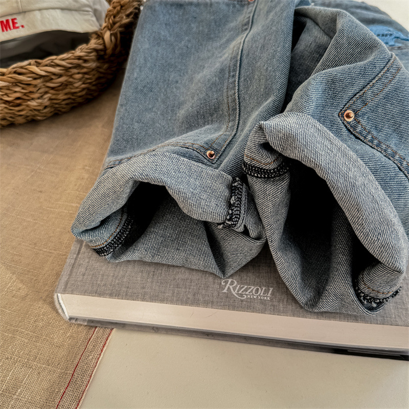 Kids Embroidery Pattern Denim Pants