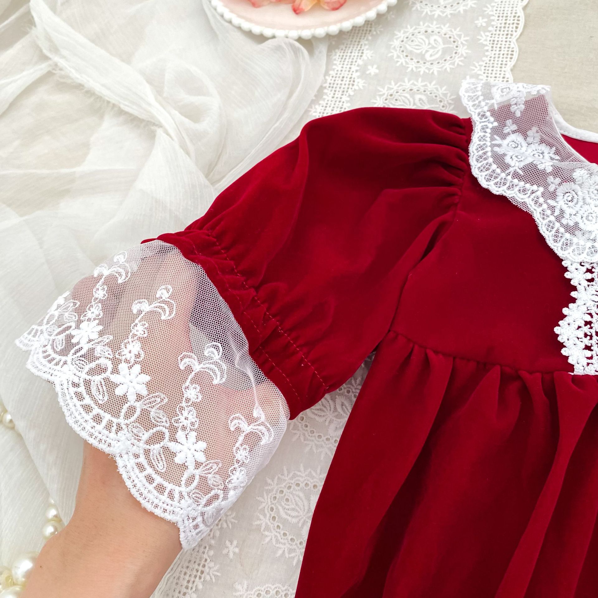 DailyBebe Baby Christmas Lace Trim Onesie