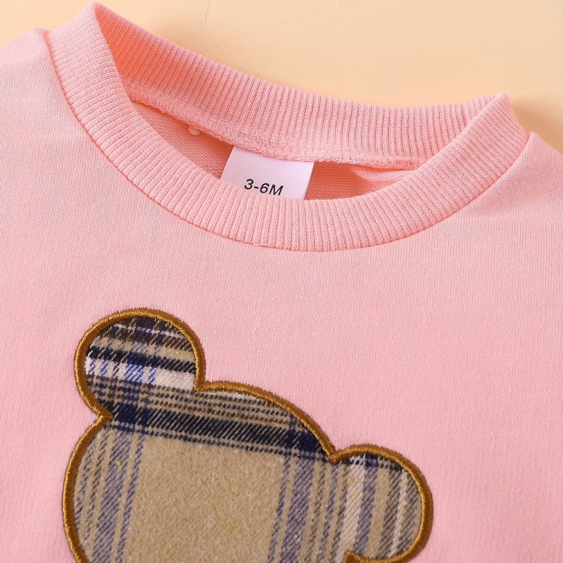 2-Piece Plaid Bear Baby Newborn Sweatshirt Set