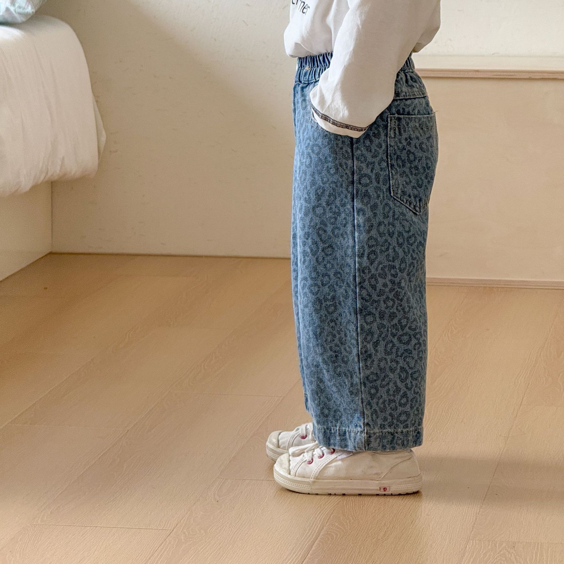 Kids Leopard Print Denim Pants