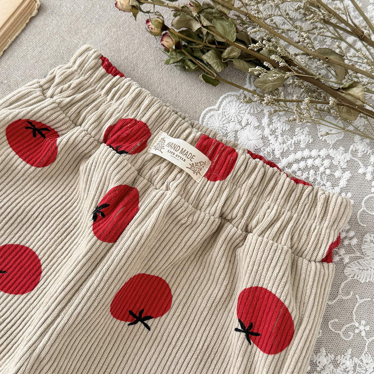 Baby Polka Dot Tomatoes Corduroy Pants