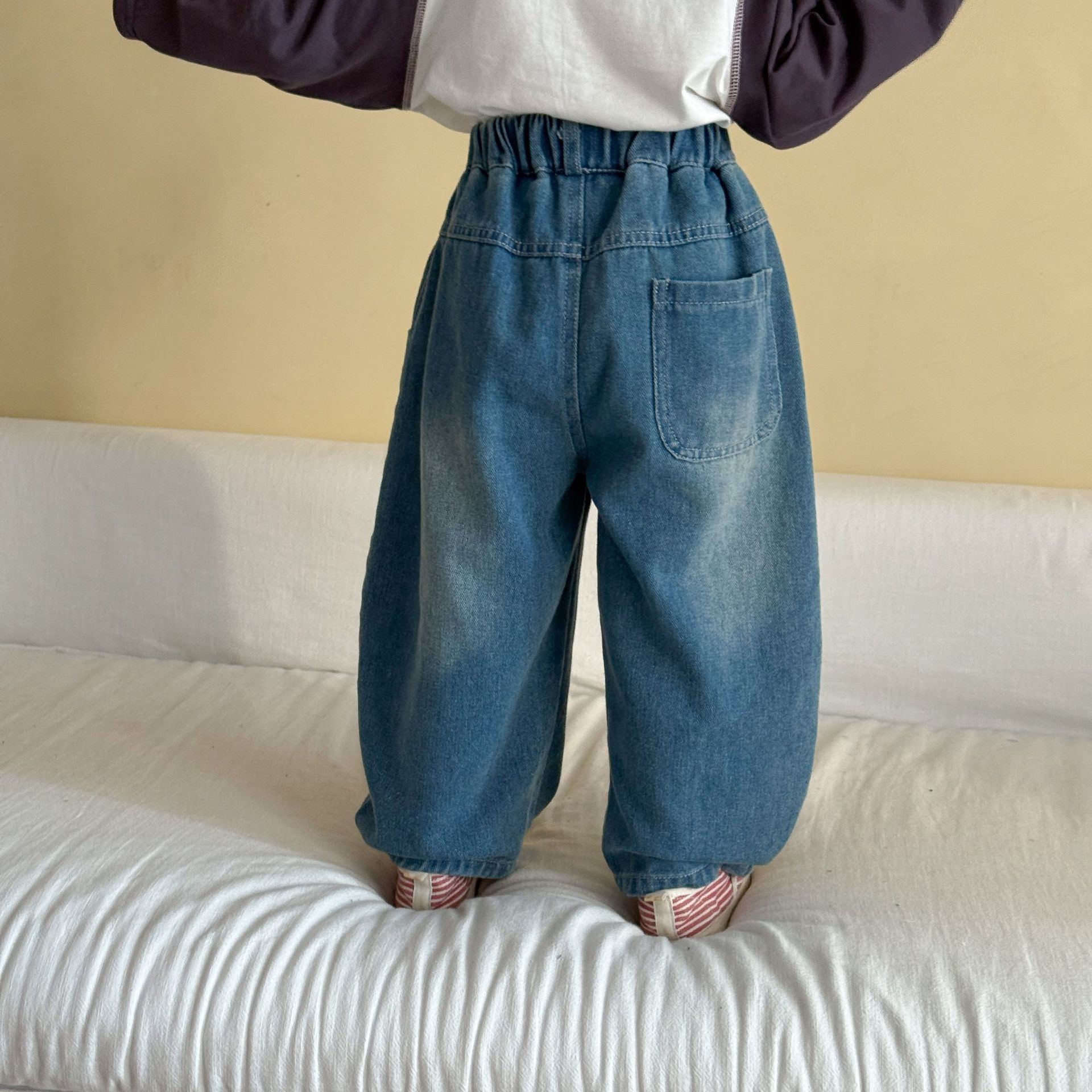 Kids Retro Star Print Denim Pants