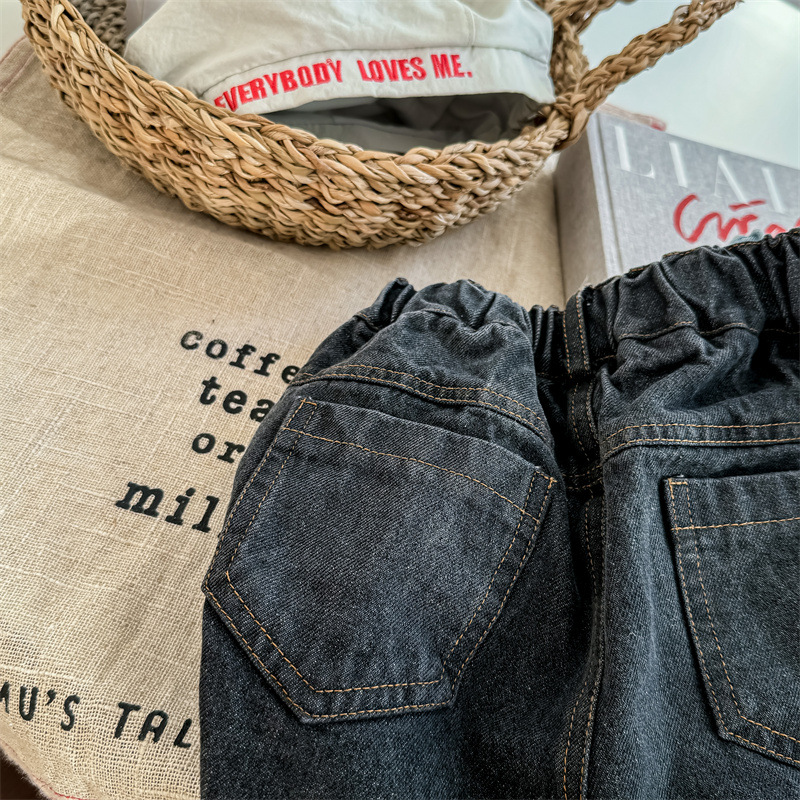 Kids Embroidery Pattern Denim Pants