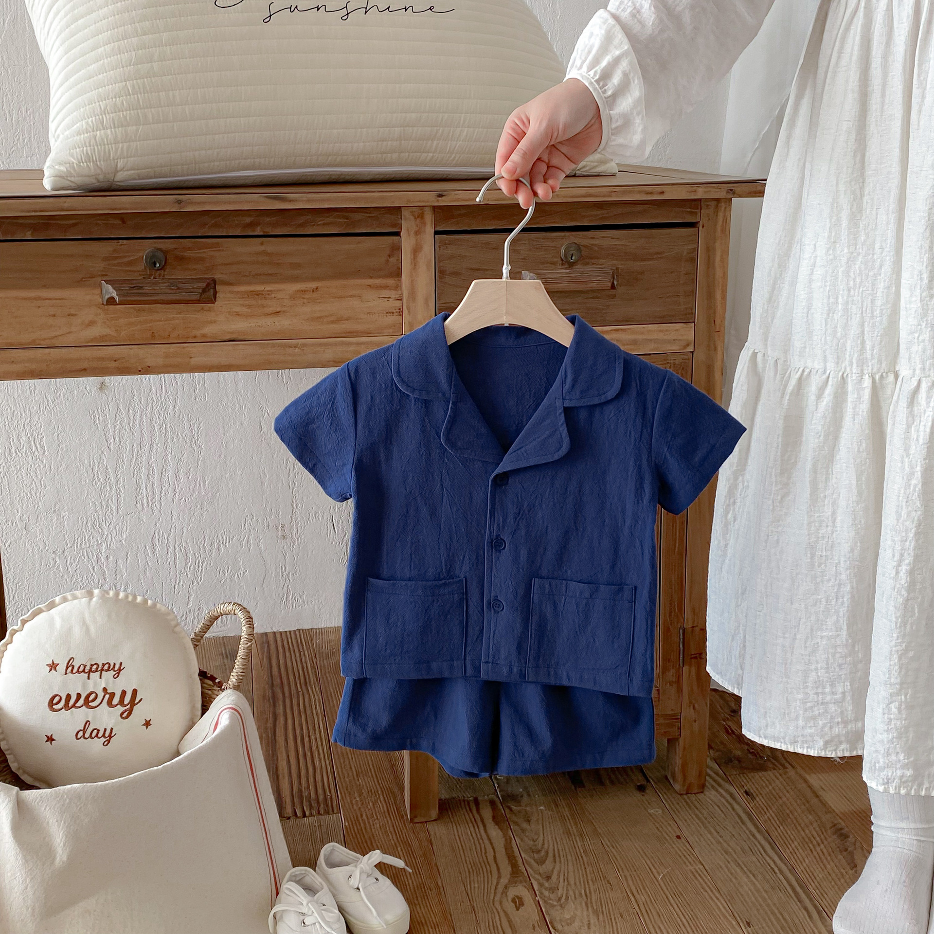 Baby & Kids Solid Color Pocket Tee and Shorts Set