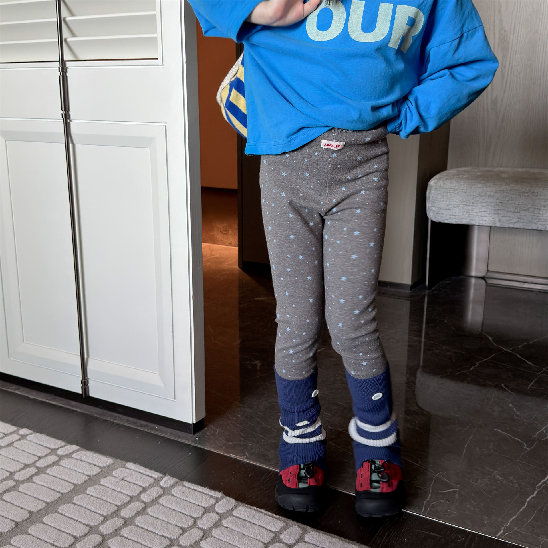 Kids Color Blocking Star Print Base Layer Pants