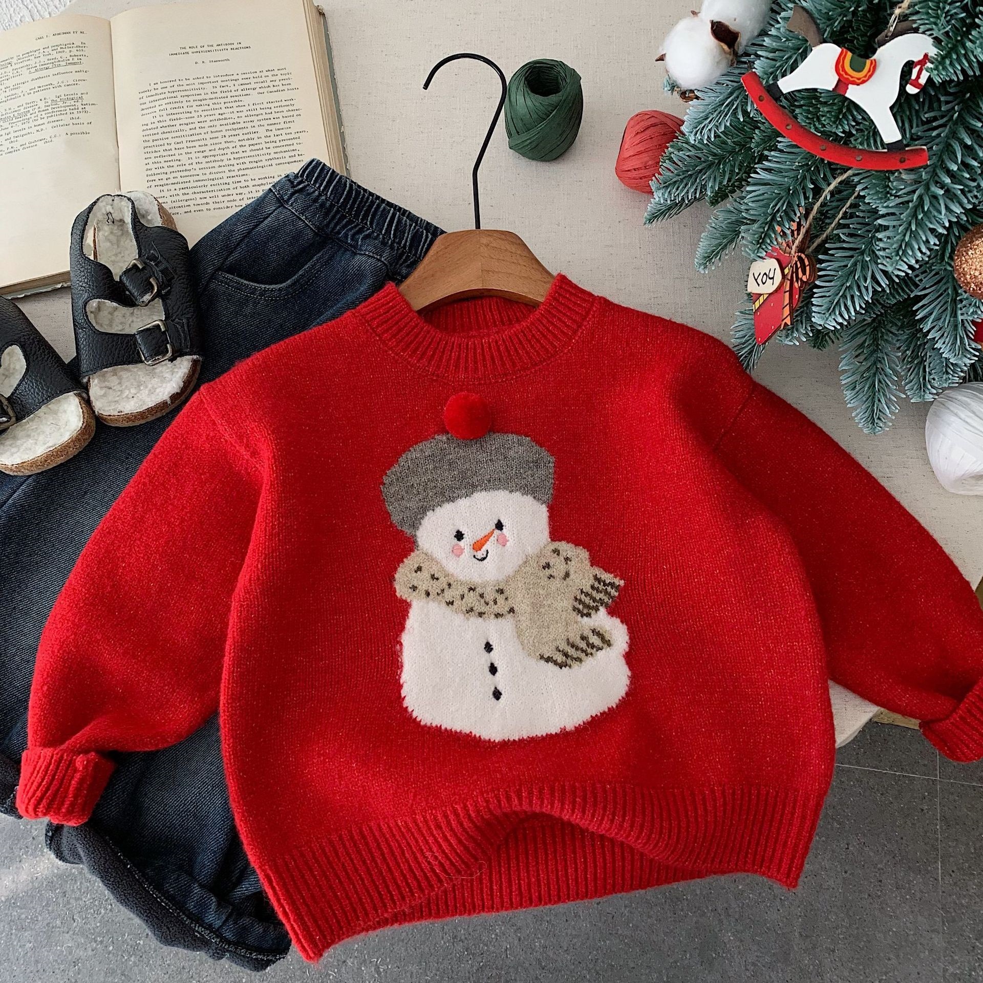 Kids Christmas Snowman Knitted Sweater