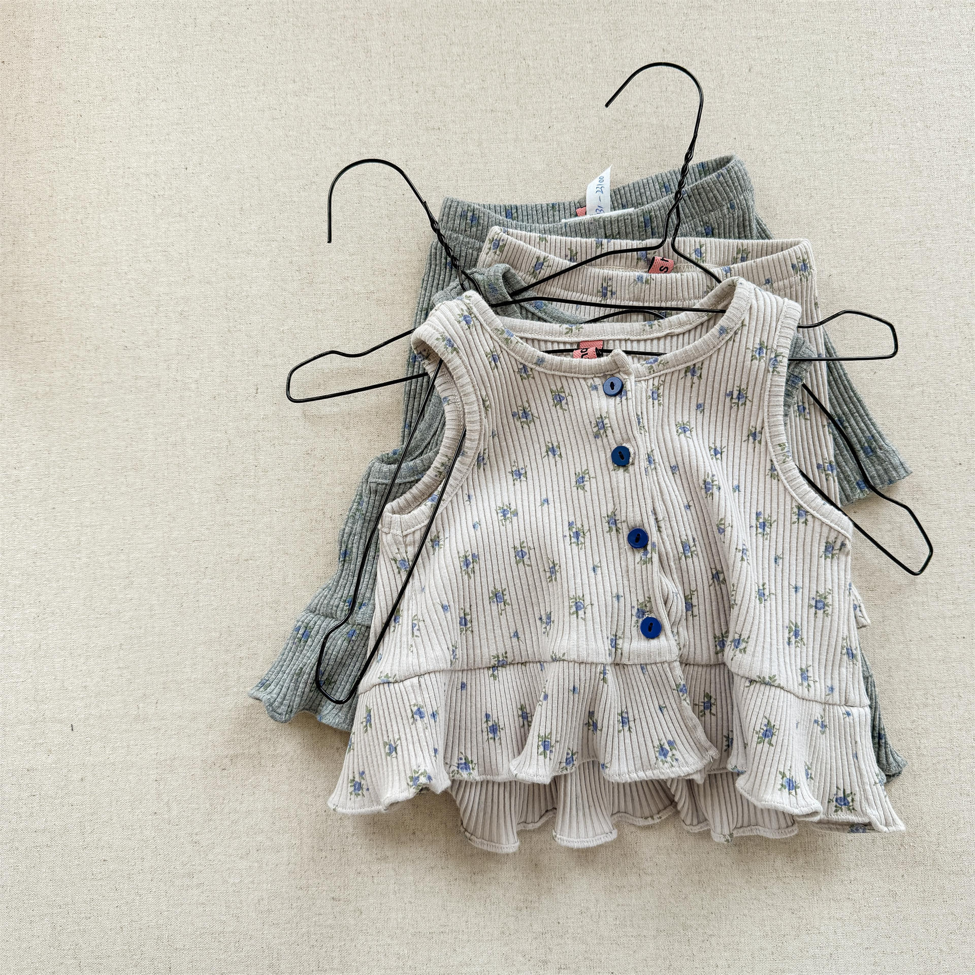 Kids Girl Cotton Ribbed Tank Top and Shorts Set