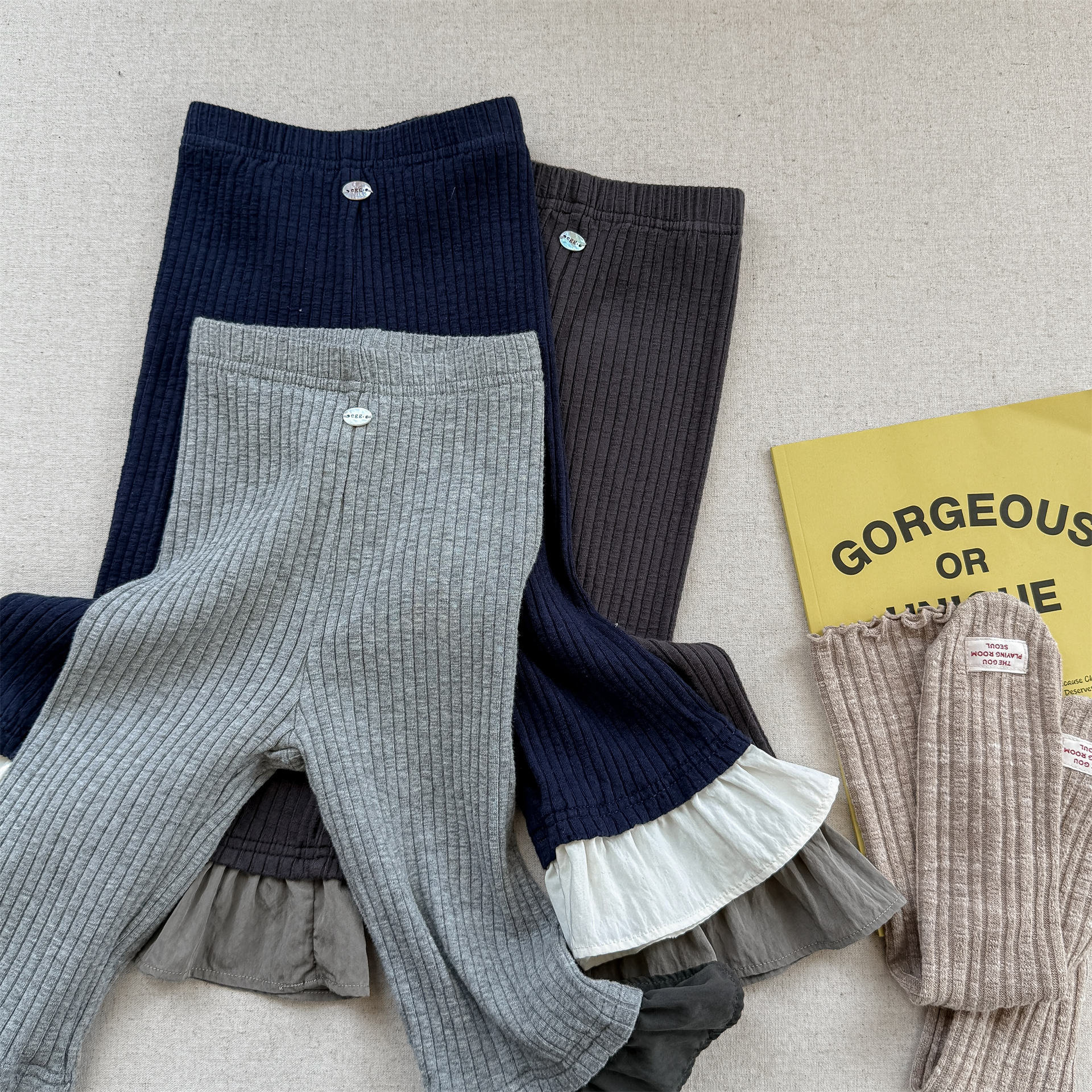 Kids Ribbed Lace Base Layer Bell Pants