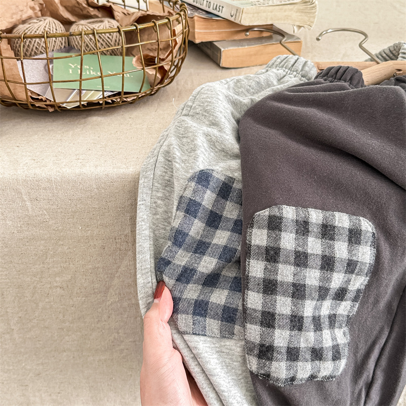 Kids Plaid Patchwork Pants