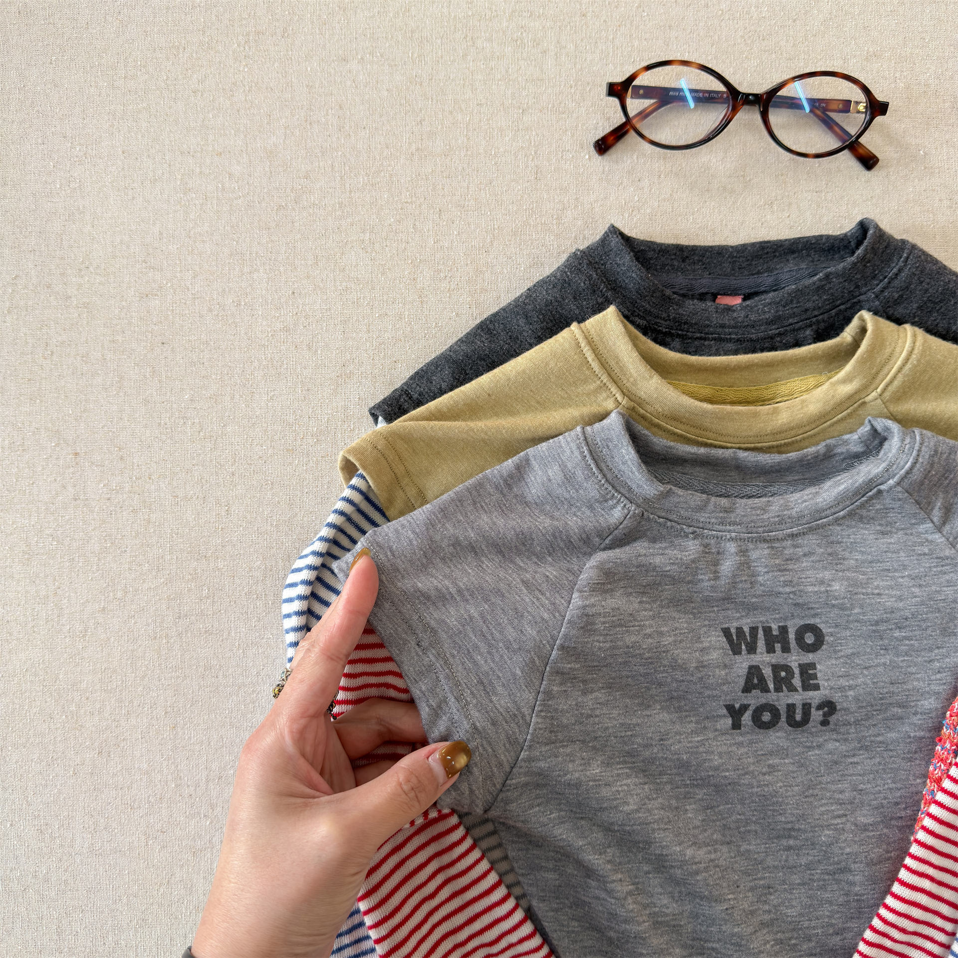 Kids Panelled Striped Sleeves Faux Two-Piece T-shirt