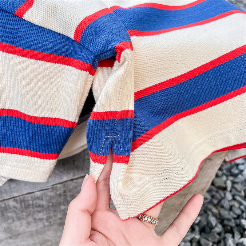 Toddler Casual Color Block Striped T-shirt