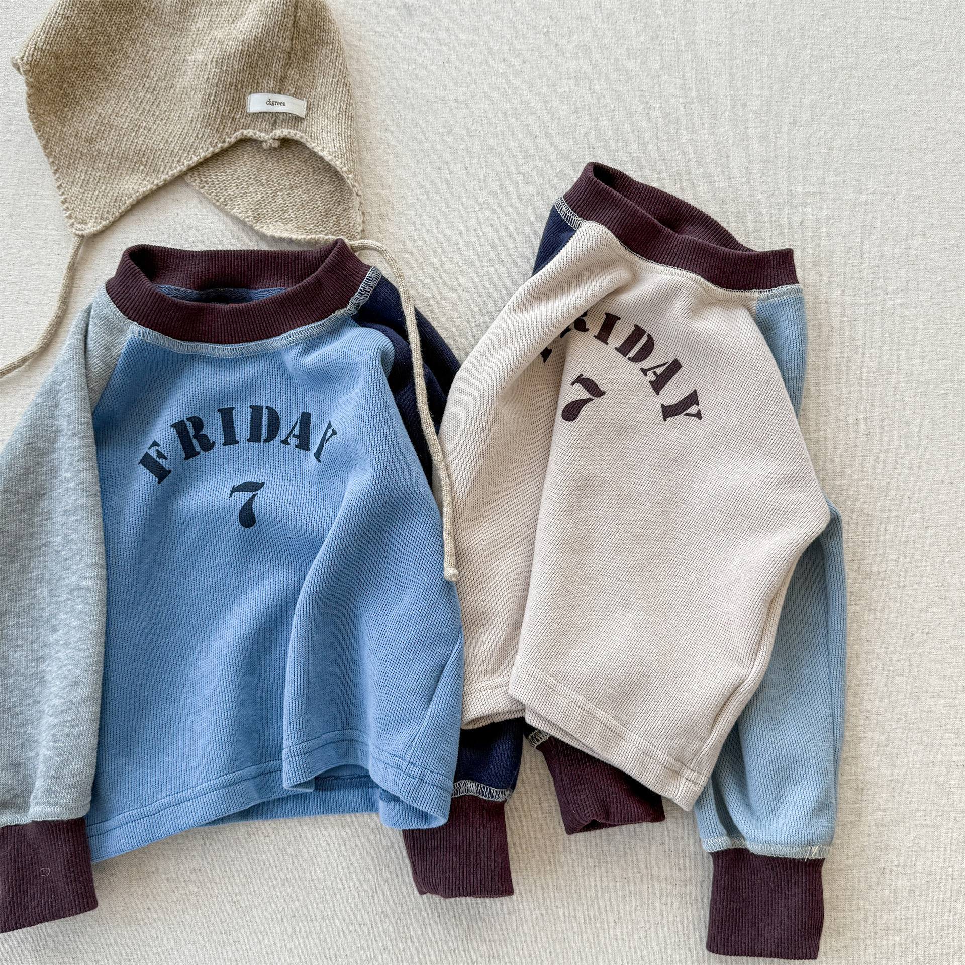 Kids Contrasting Colors Sleeve Sweatshirt