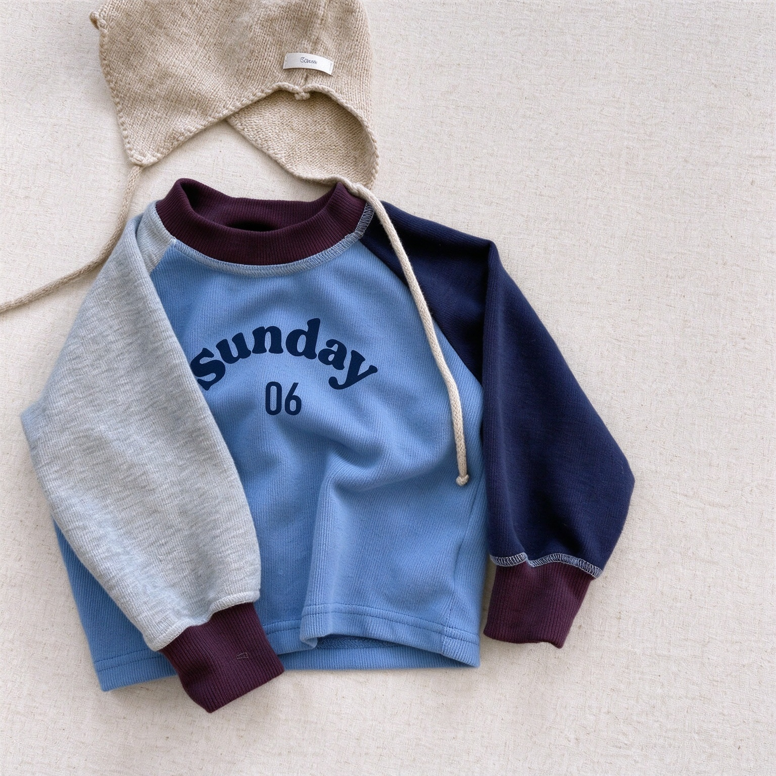 Kids Raglan Sleeve Color Blocking Stripe Sweatshirt