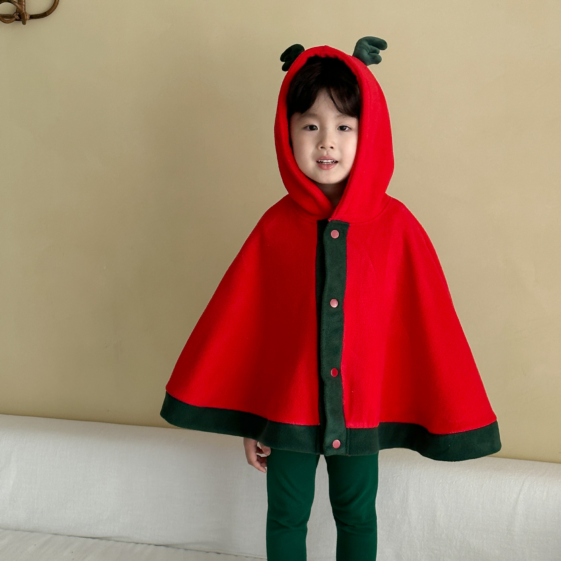 Kids Christmas Hooded Cape Outerwear