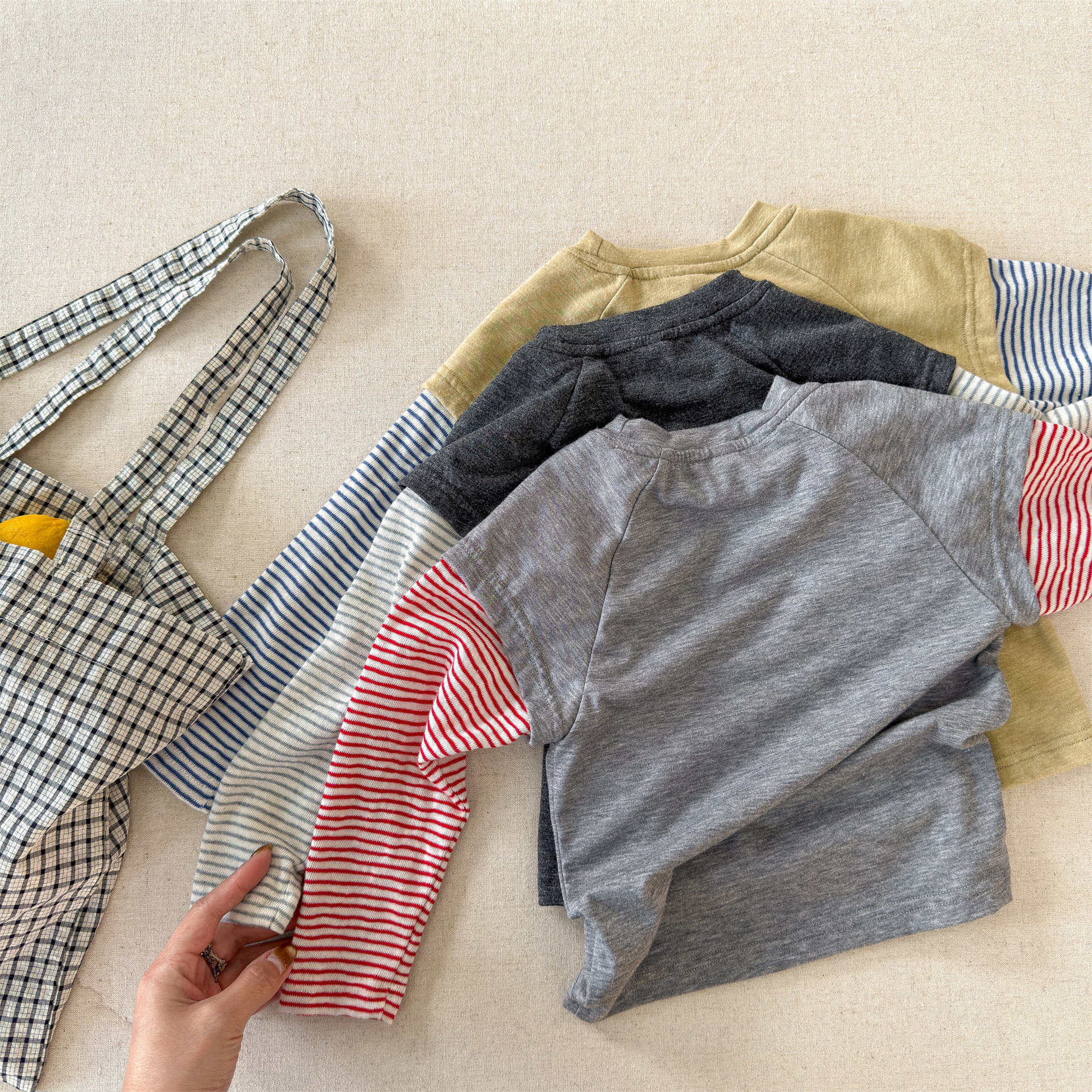 Kids Panelled Striped Sleeves Faux Two-Piece T-shirt