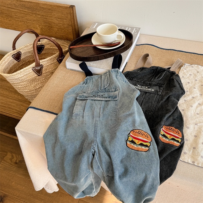 Baby Toddler Hamburger Print Denim Overall
