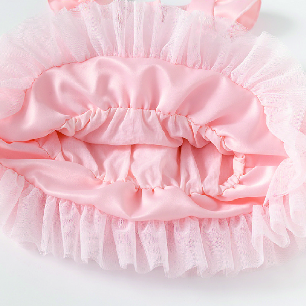 Baby Pink Gauze Bow Tiered Dress