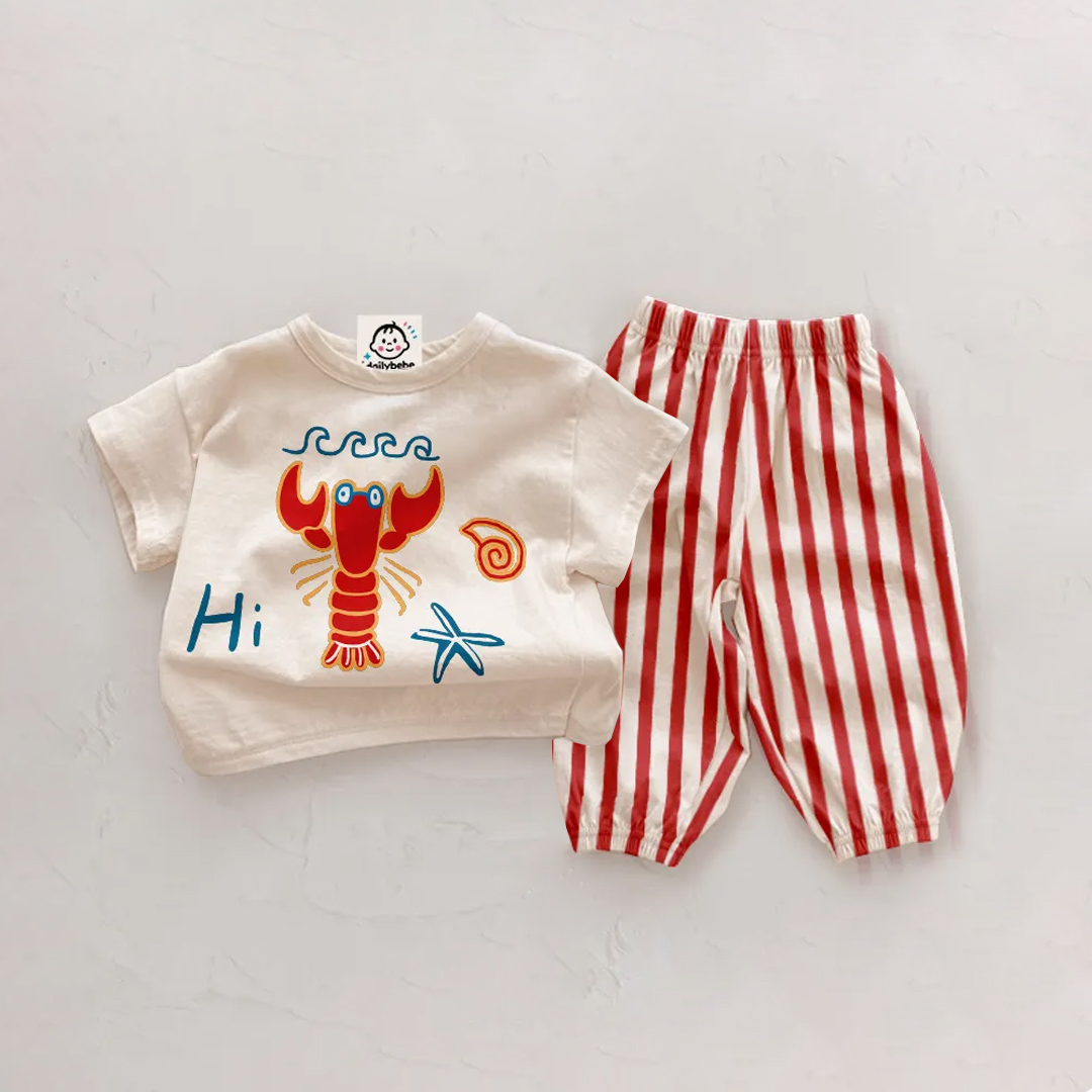HI Baby 2 Piece Lobster Stripe Pants Sets