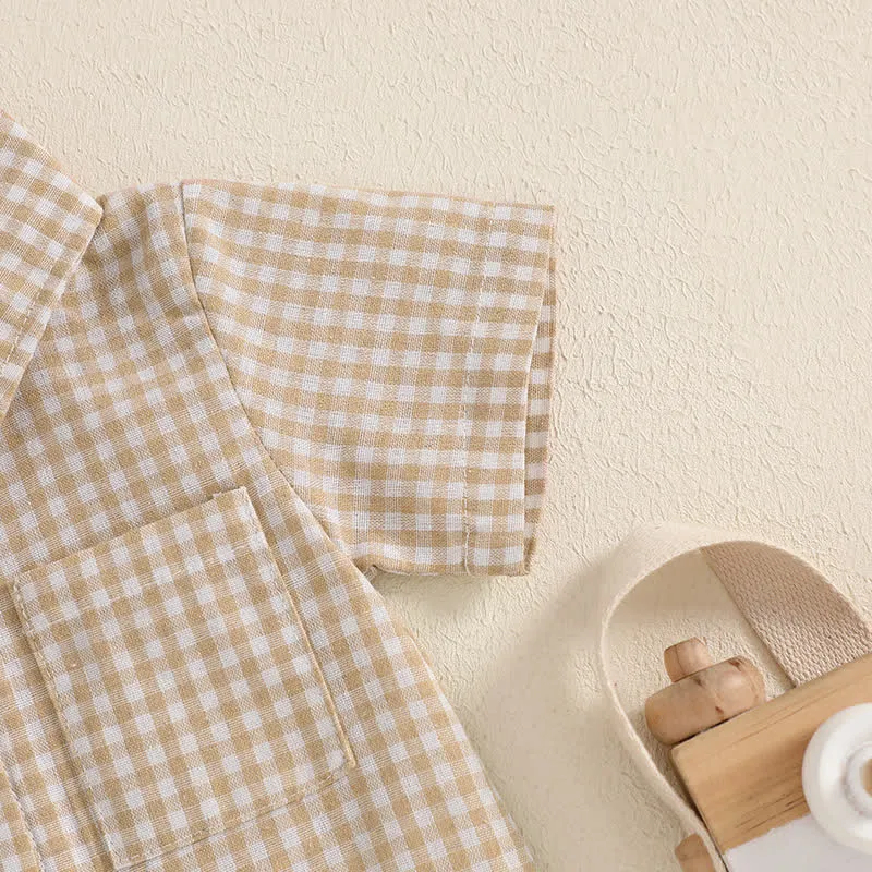 Baby Boy Plaid Pocket Romper
