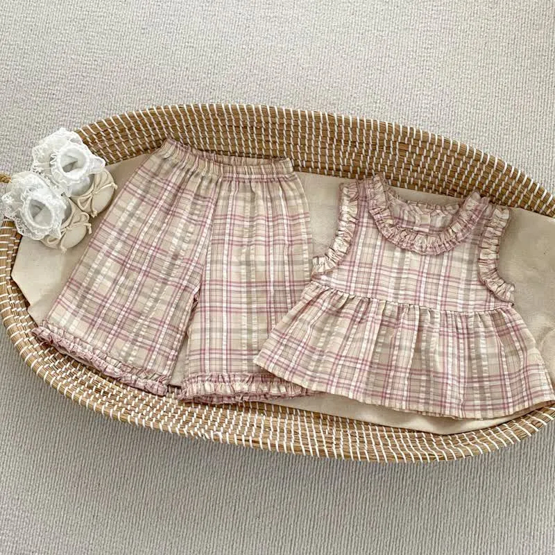 Baby Toddler 2-Piece Plaid Sleeveless Set