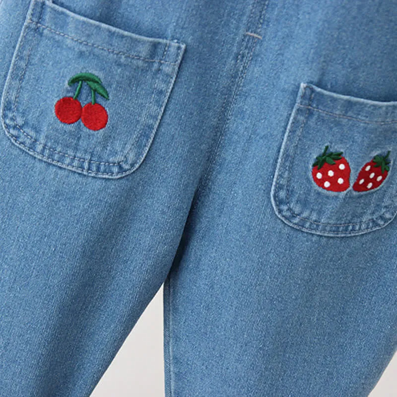 Toddler Double Pocket Fruit Denim Overalls