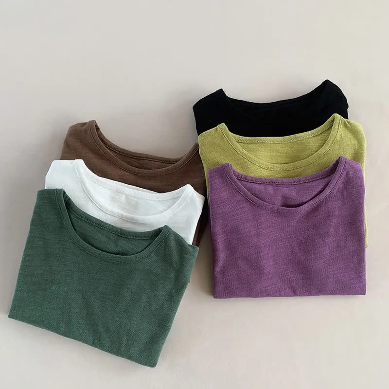 Kid Solid Color Retro Soft T-shirt