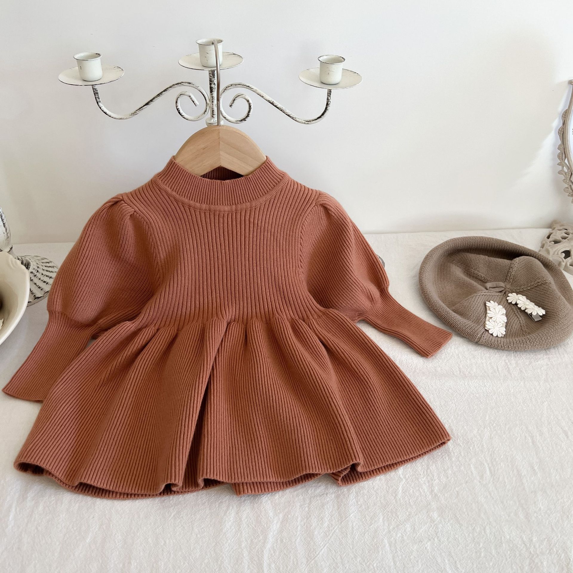 Baby Toddler Girl 2 Piece Puff Sleeves Dress
