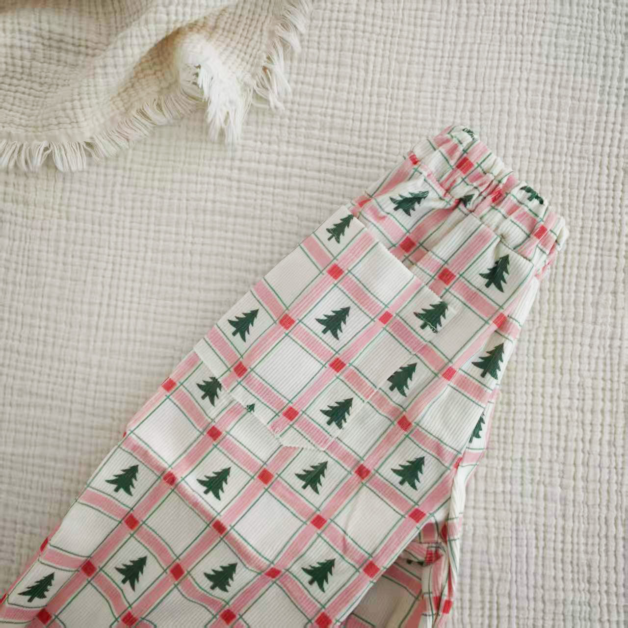 DailyBebe Baby & Kids Checkered Christmas Tree Corduroy Pants