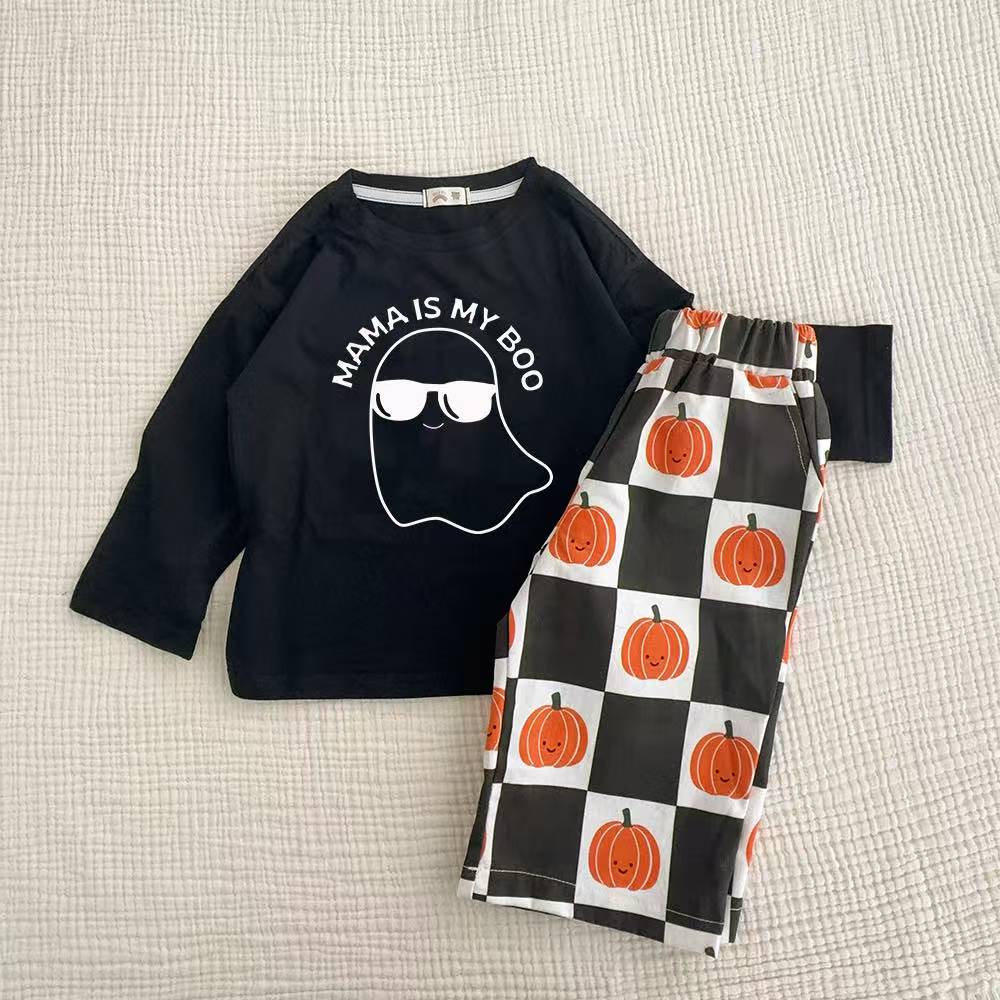 MAMA IS MY BOO Baby & Kids Checkerboard Pumpkin 2-Piece Sets
