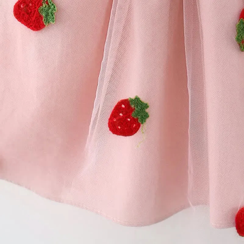 Baby Denim Bow Strawberry Tulle Dress