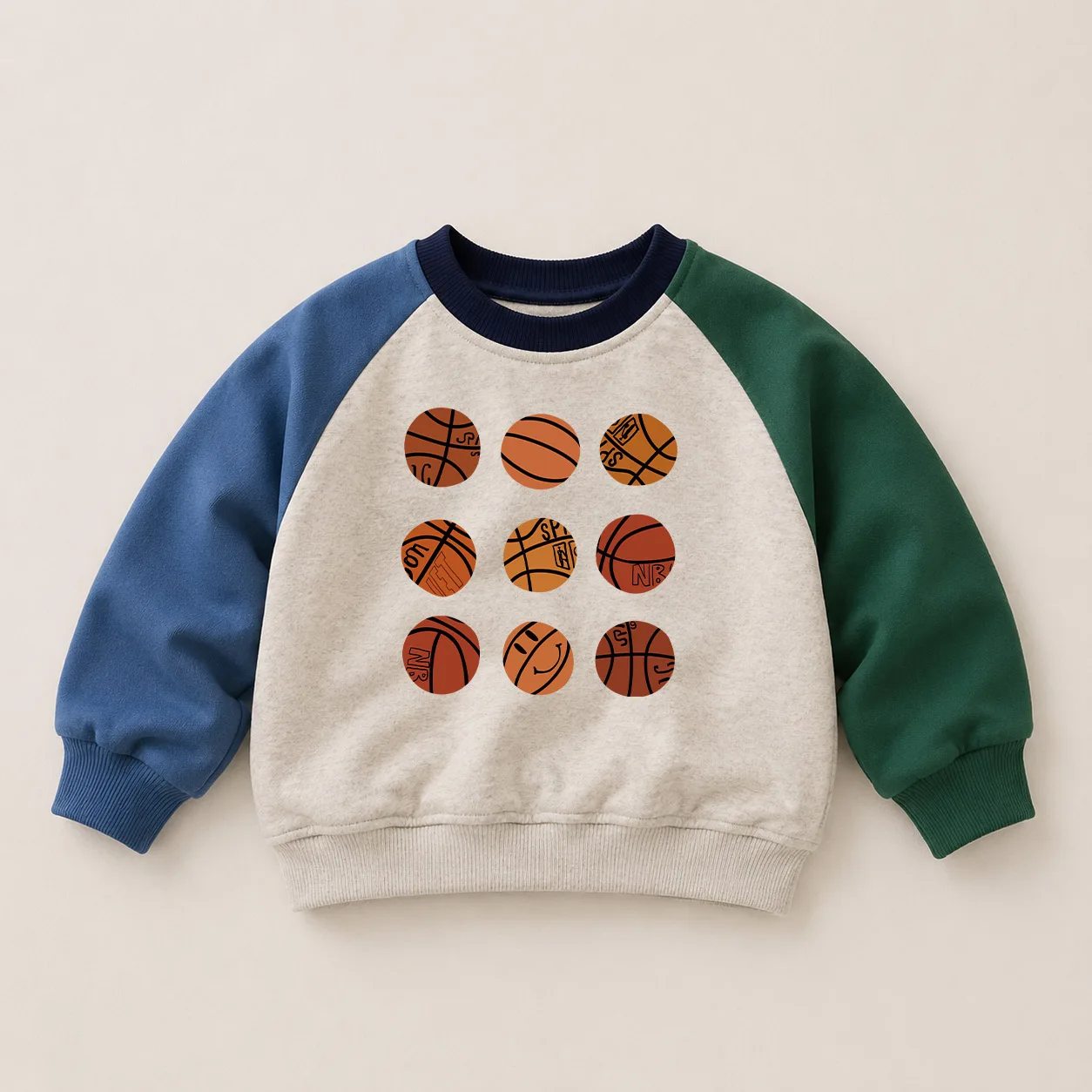 Baby & Kids Basketball Pattern Color Block Sweatshirt