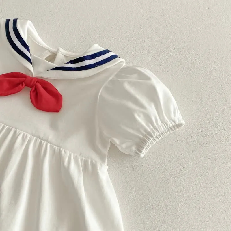 Baby Navy Collar Preppy Style White Romper/Bodysuit