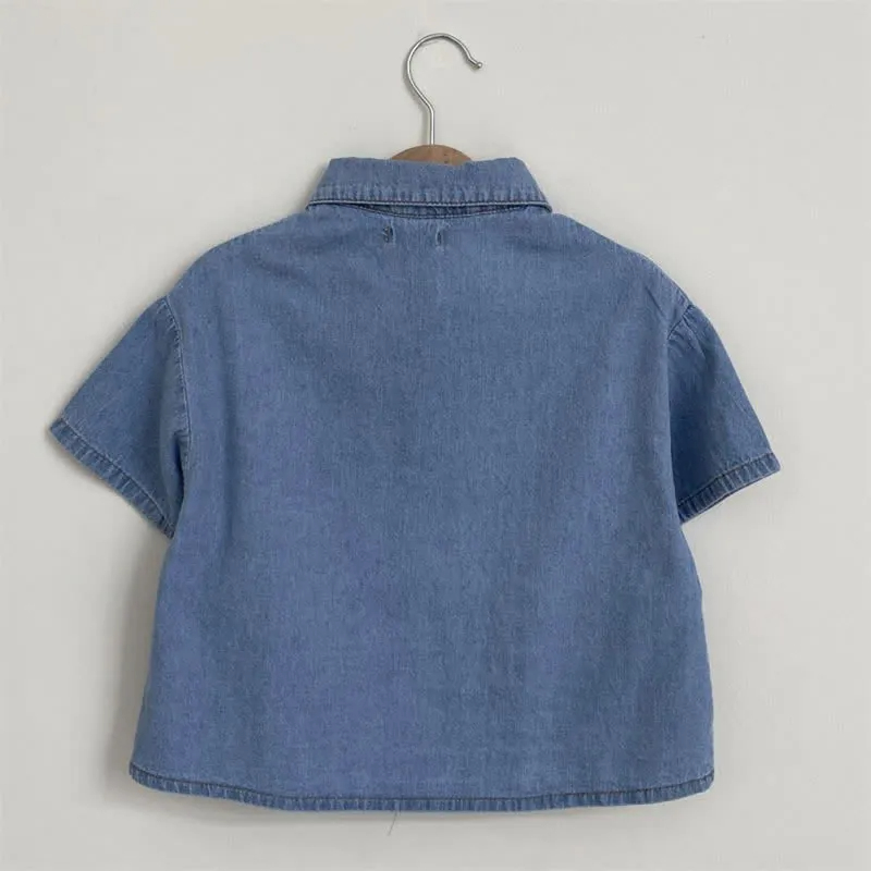 Baby Toddler 2-Piece Denim Shirt and Shorts Set