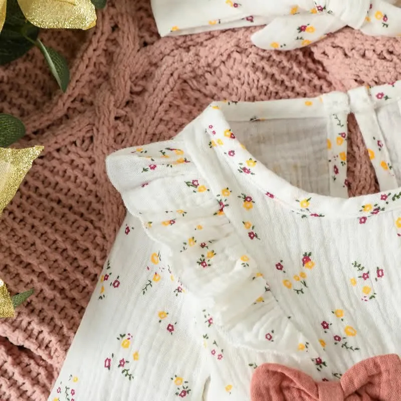 Baby Girl Bows Romper with Headband