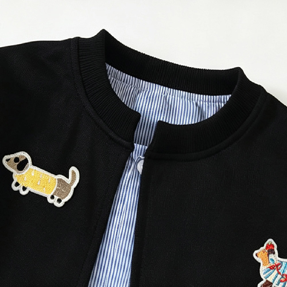 Kids Puppy Stripe Faux Two-Piece Outerwear